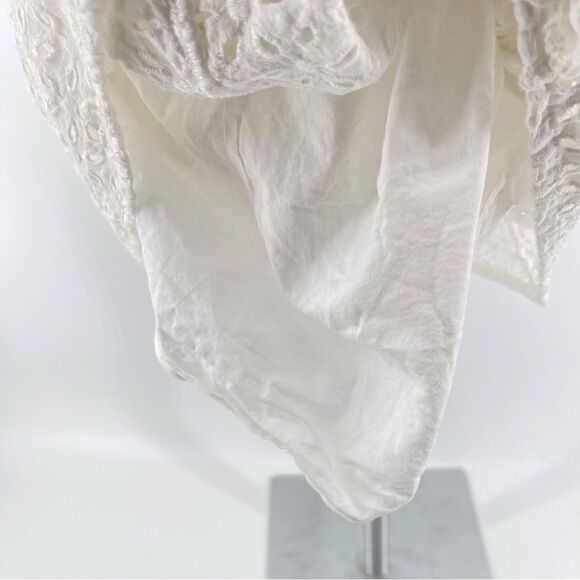 Rachel Parcell Women’s White Floral Eyelet Ruffle Short Sleeve Cotton Top XL - Picture 12 of 17
